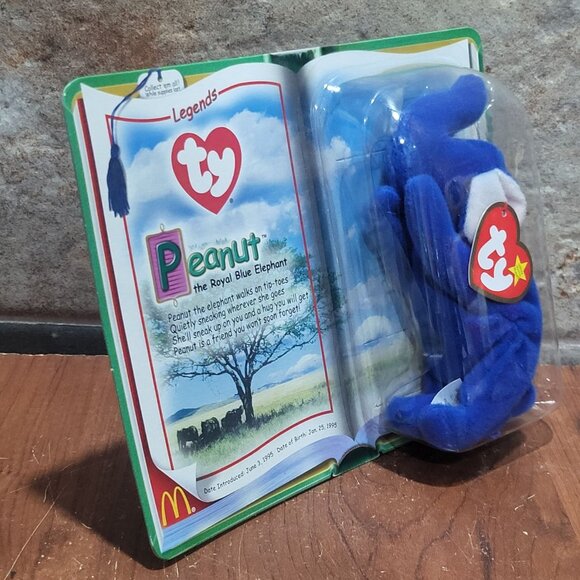 Peanut The Royal Blue Elephant Ty Teenie Beanie Baby Legend McDonalds Plush 1995 - Picture 7 of 9